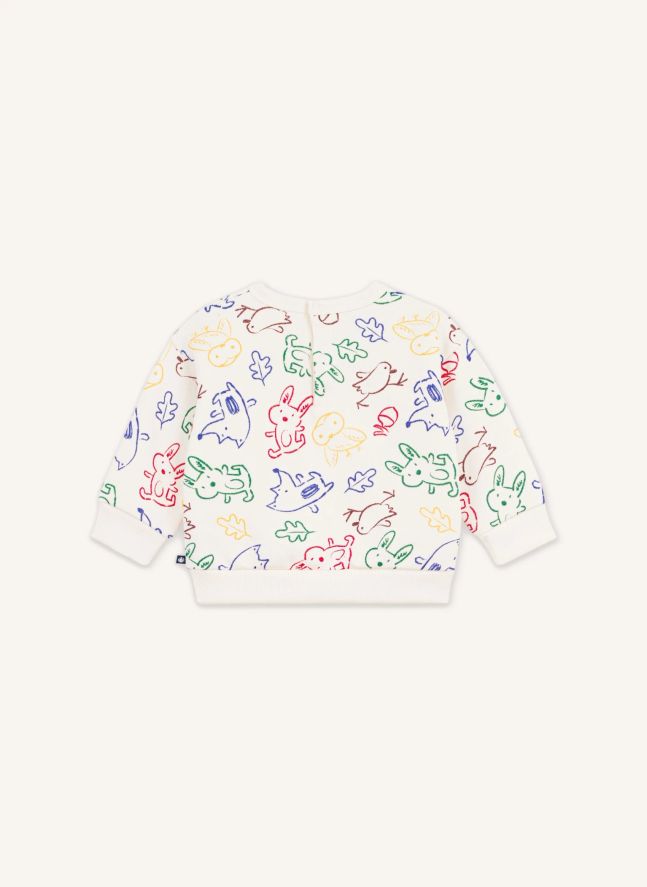 Sweat Animaux Bébé Coton Bio | Ecru