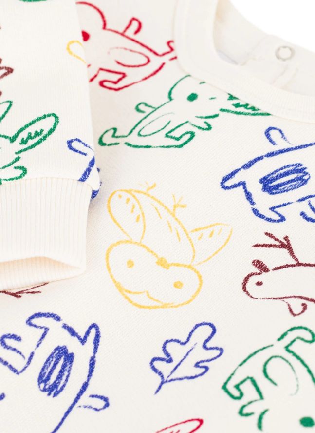 Sweat Animaux Bébé Coton Bio | Ecru