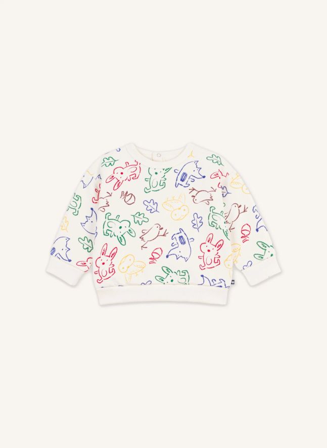 Sweat Animaux Bébé Coton Bio | Ecru