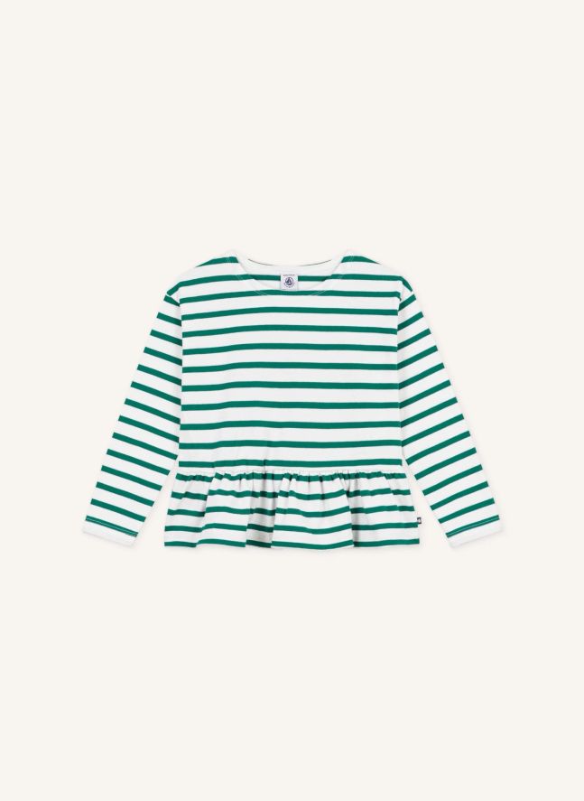 T-shirt Volants Marinière | Vert