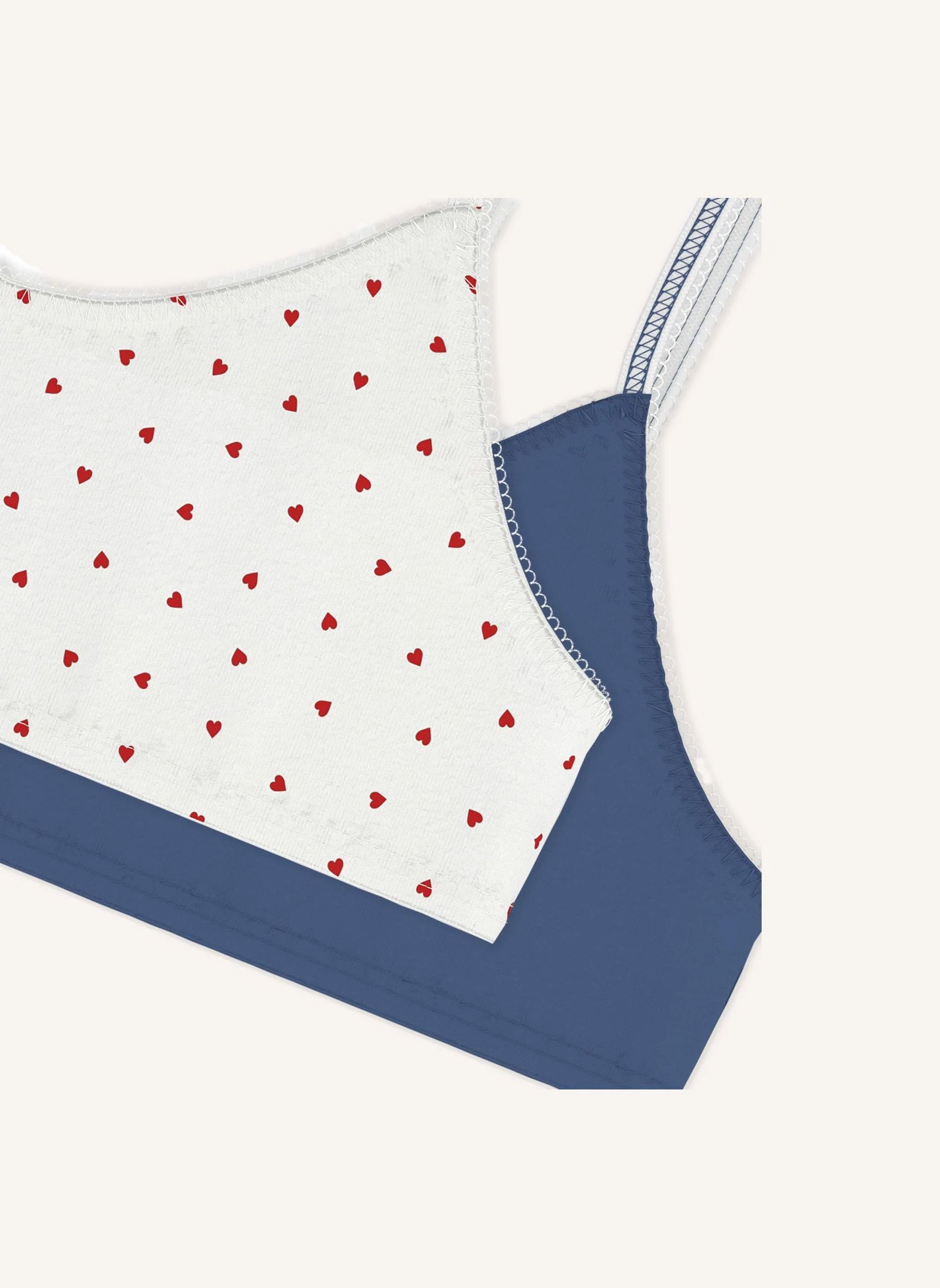 Lot de 2 Brassières Cœurs Coton Bio | Blanc- Image produit n°1
