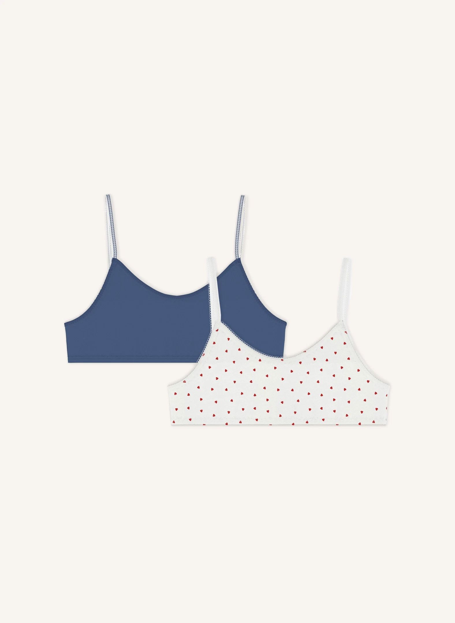 Lot de 2 Brassières Cœurs Coton Bio | Blanc- Image produit n°0