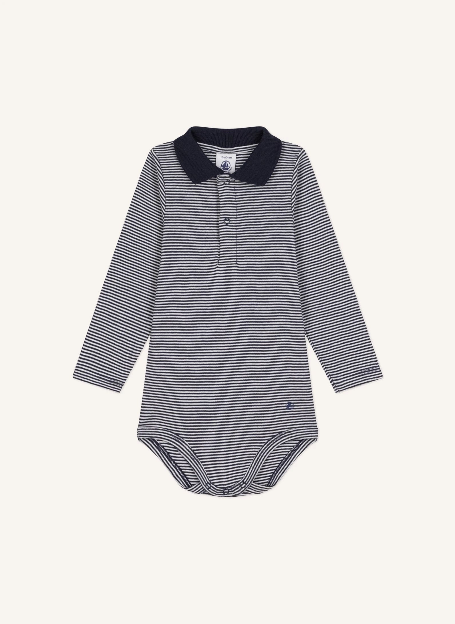 Body Polo Rayé Coton Bio | Bleu marine- Image produit n°0