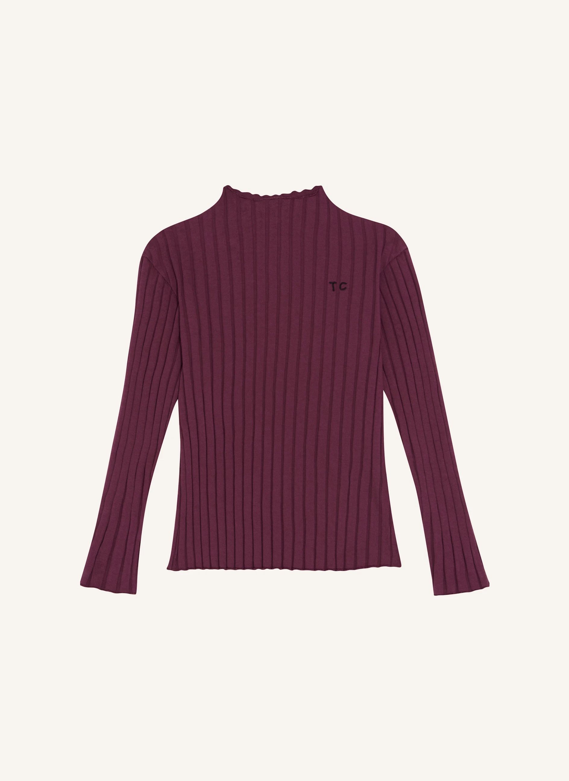 T-shirt Côtelé | Bordeaux- Image produit n°0
