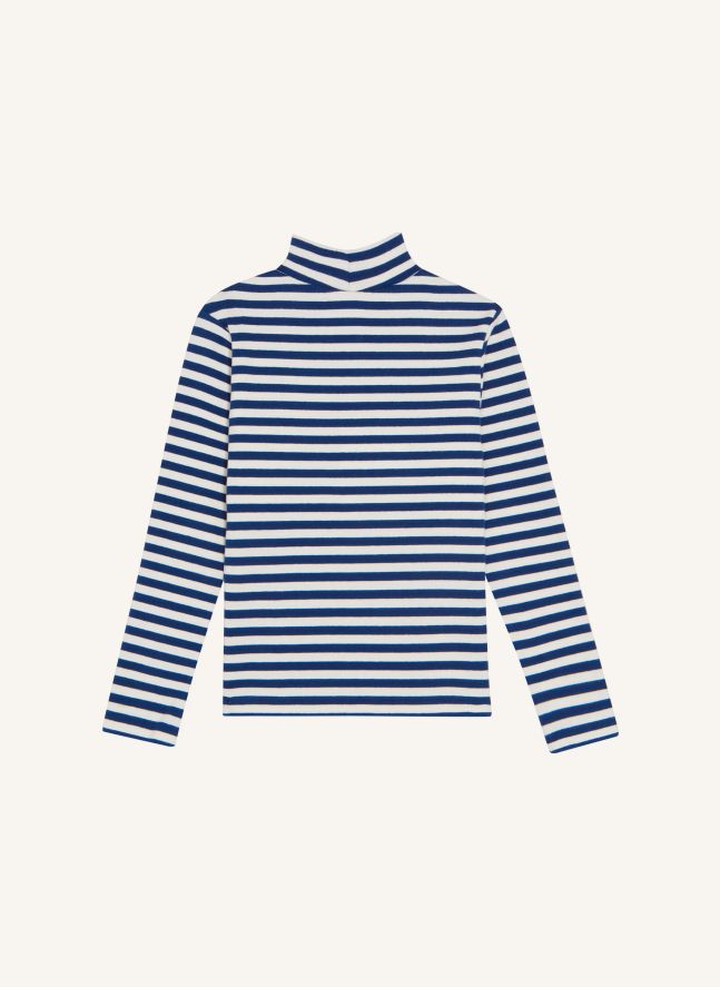 Col Roulé Rayé | Bleu