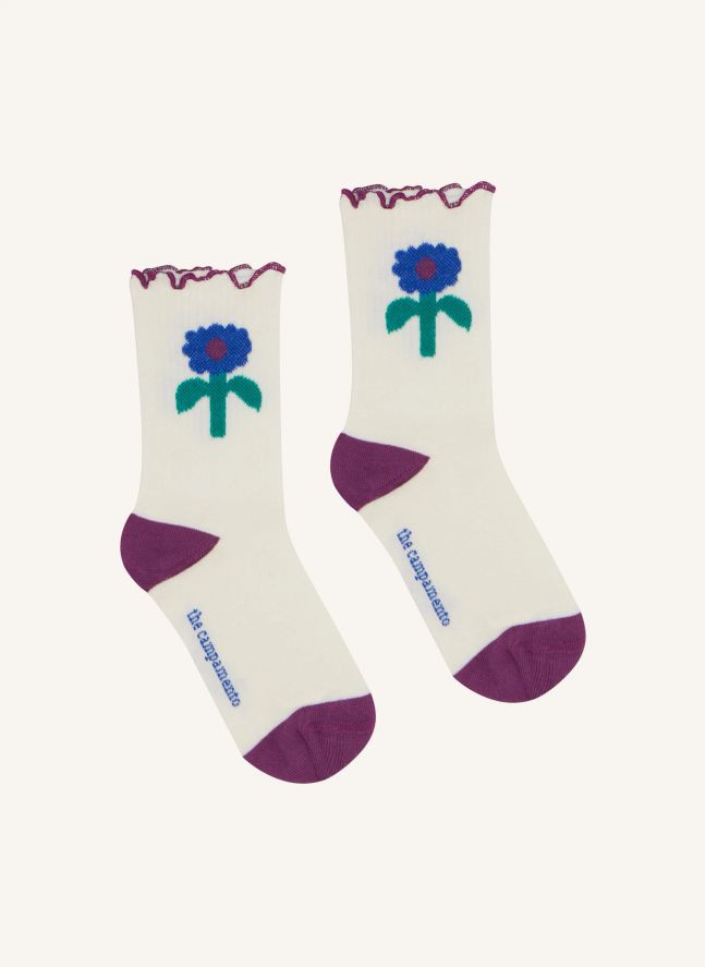 Chaussettes Fleurs | Ecru