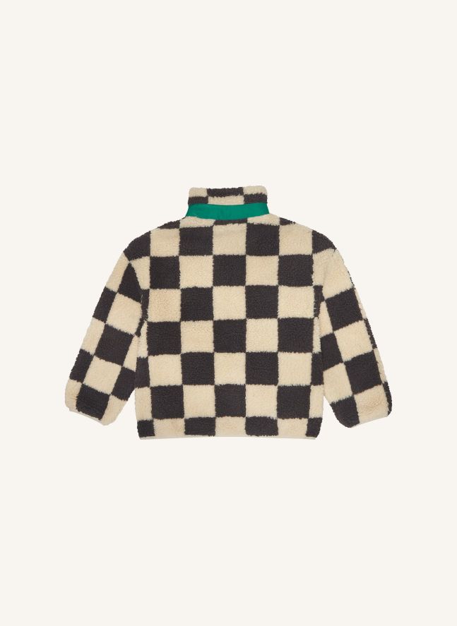 Veste Façon Sherpa Damier | Ecru