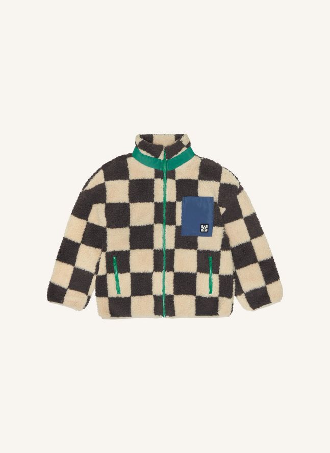 Veste Façon Sherpa Damier | Ecru