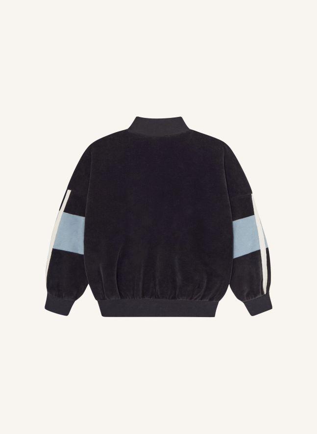 Sweat Colorblock Velours | Gris anthracite
