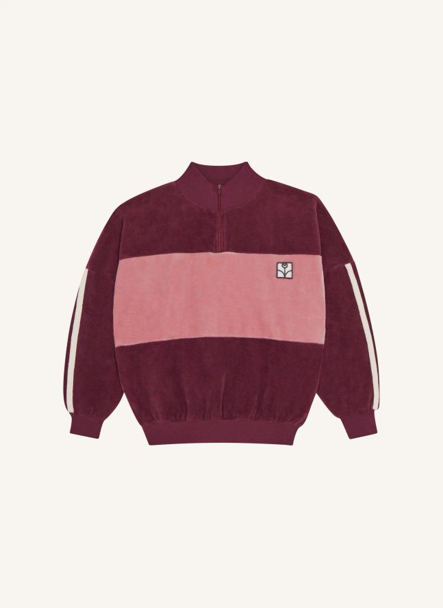 Sweat Logo Colorblock Velours | Bordeaux