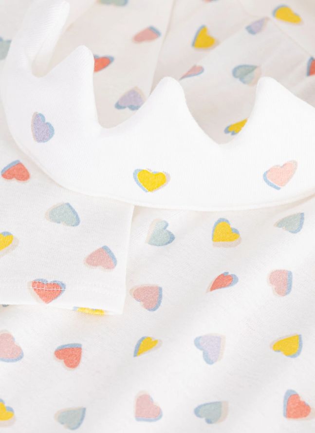 Ensemble Chemise de Nuit Cœurs et Diadème Coton Bio | Blanc