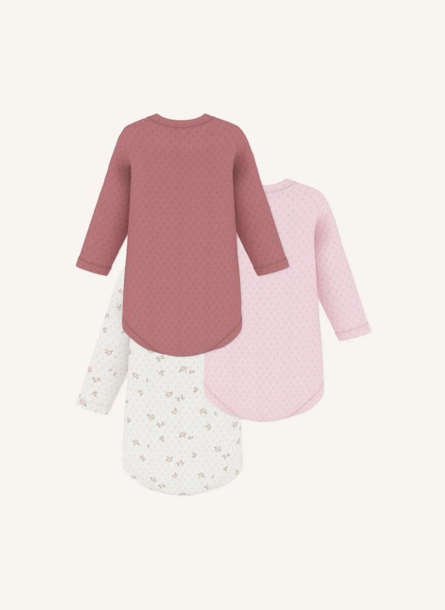 Lot de 3 Bodies Pointelle Coton Bio | Rose