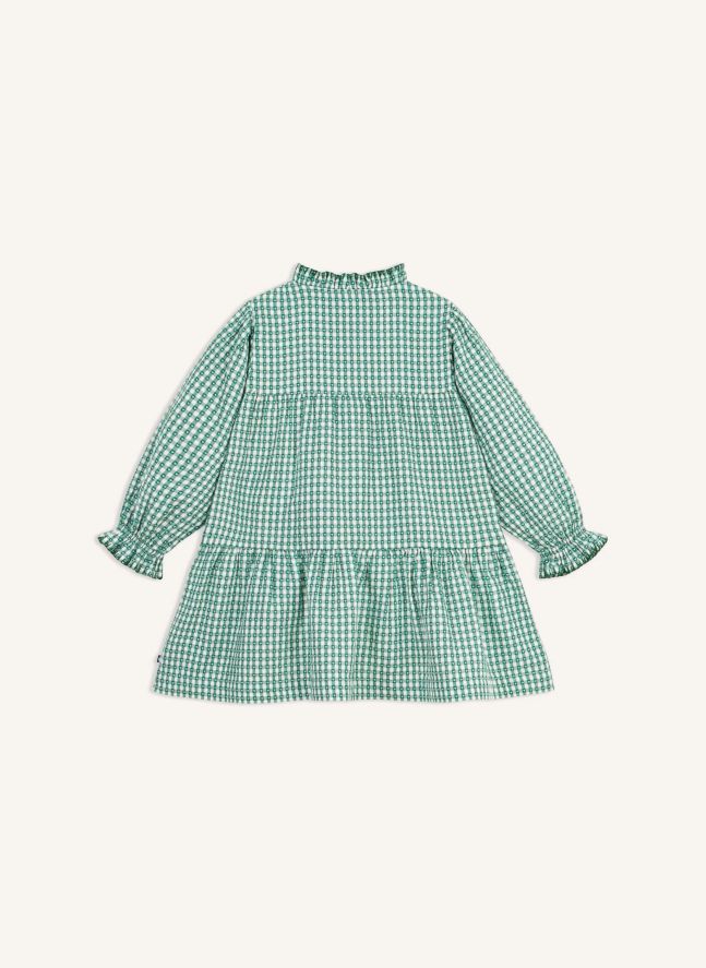 Robe Ample Vichy Popeline Coton Bio | Vert