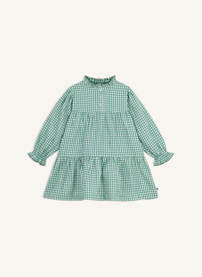 Robe Ample Vichy Popeline Coton Bio | Vert