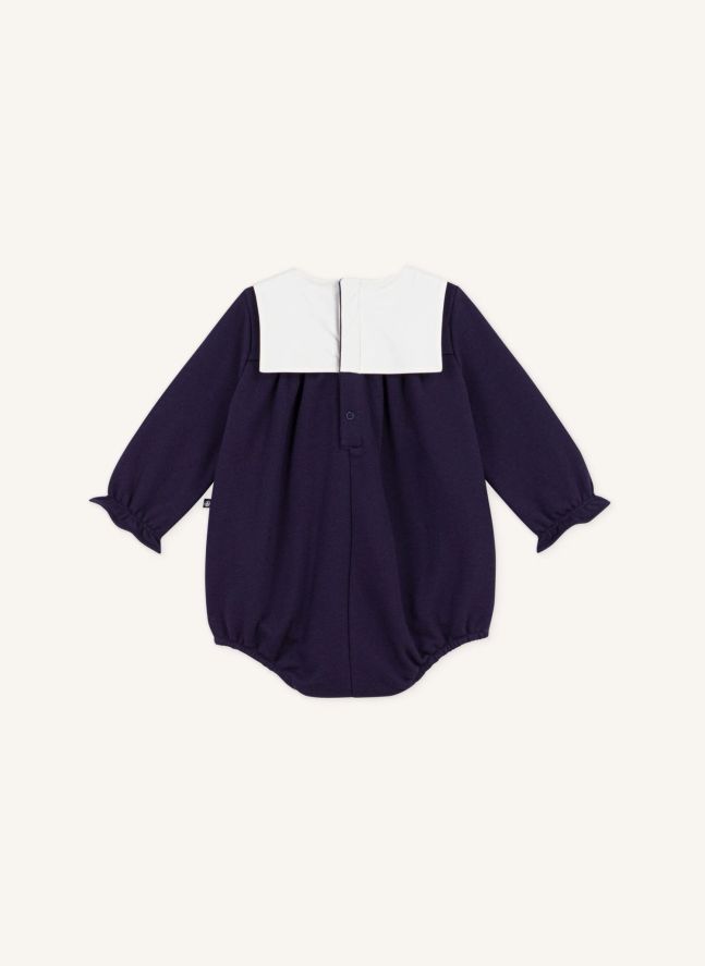 Barboteuse Col Marin Coton Bio | Bleu nuit