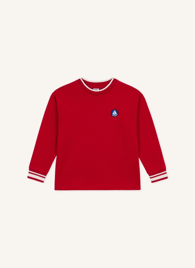 T-shirt Façon Sweat Coton Bio | Rouge