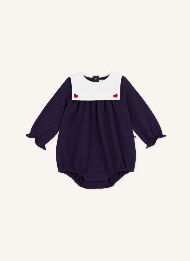Barboteuse Col Marin Coton Bio | Bleu nuit