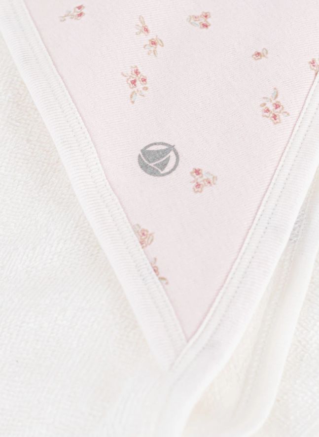 Carré de Bain Fleuri Coton Bio | Ecru