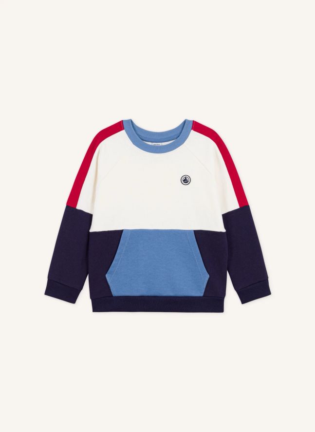 Sweat Colorblock Coton Bio | Bleu