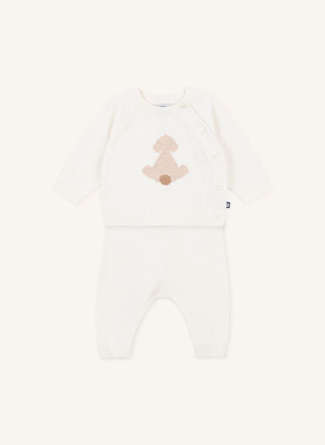 Ensemble Pull et Pantalon Maille Coton Bio | Ecru
