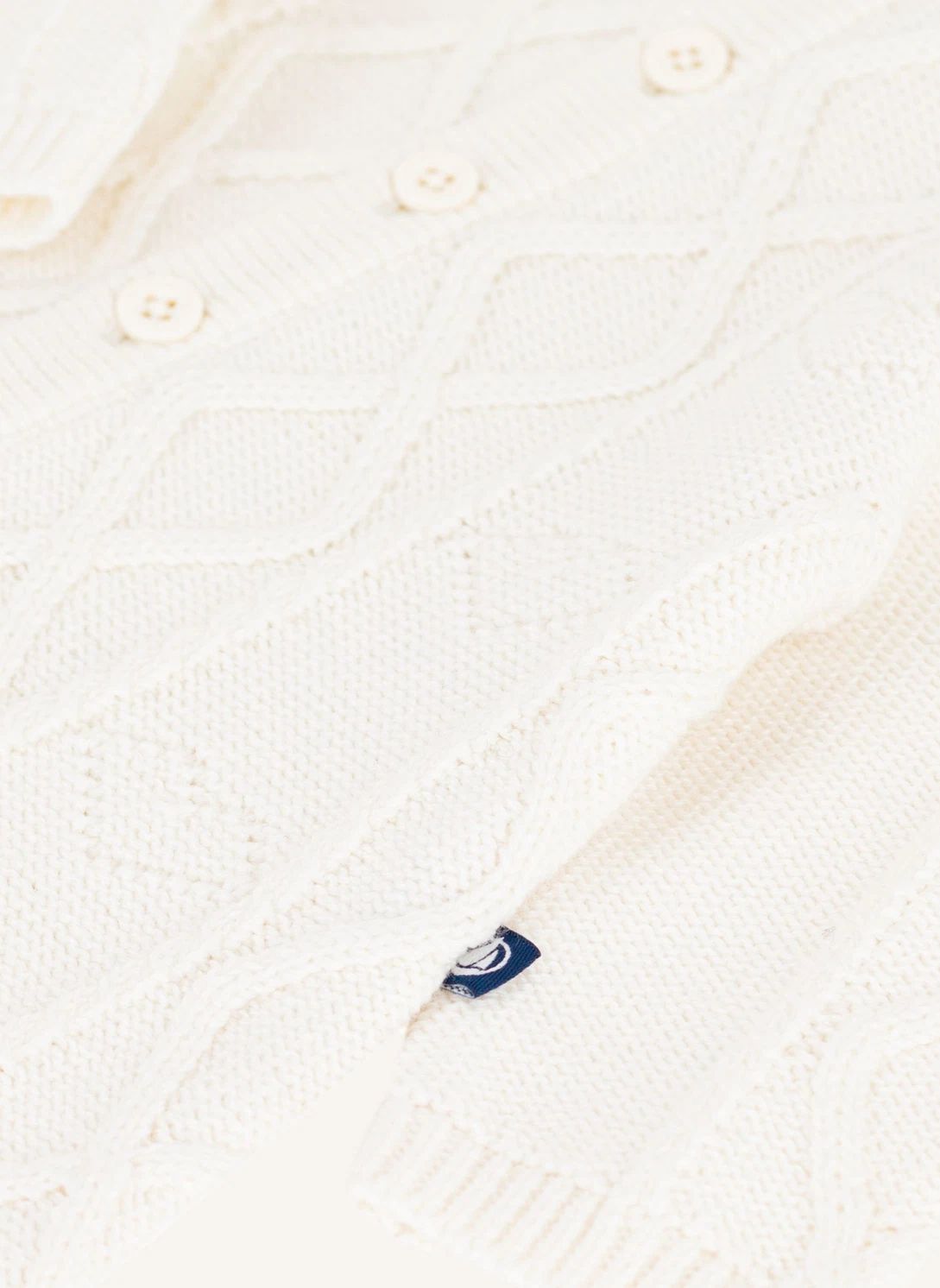 Combinaison Maille Torsadée Laine | Blanc- Image produit n°1