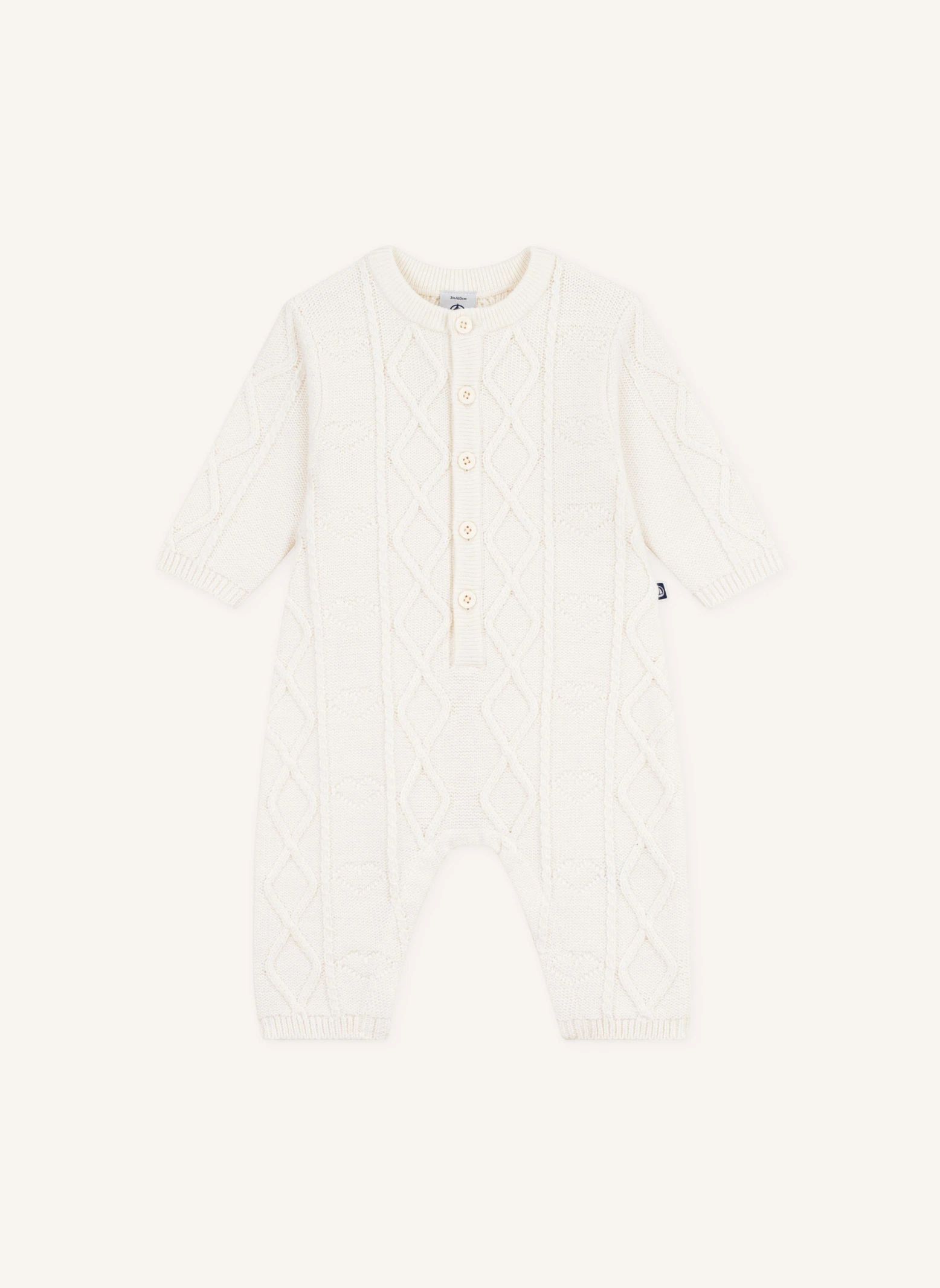 Combinaison Maille Torsadée Laine | Blanc- Image produit n°0