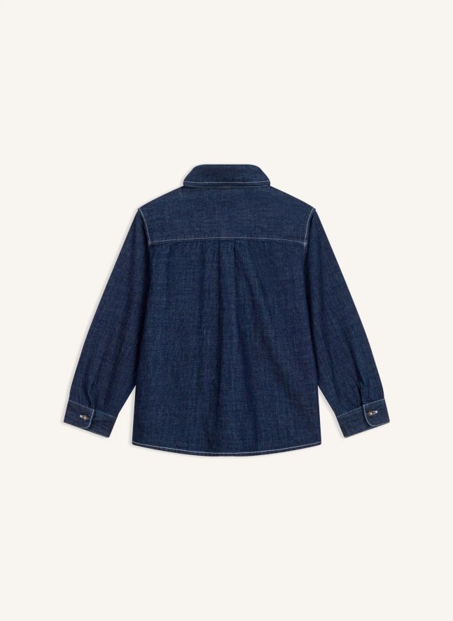 Camisa vaquera Slim Fit de algodón ecológico | Azul oscuro