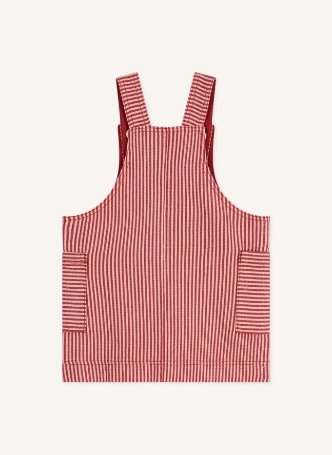 Robe Salopette Rayée Coton Bio | Rose