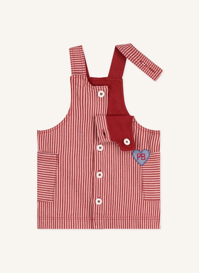 Robe Salopette Rayée Coton Bio | Rose