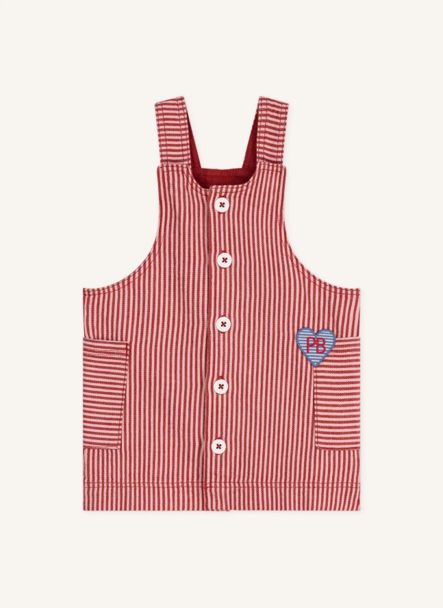 Robe Salopette Rayée Coton Bio | Rose