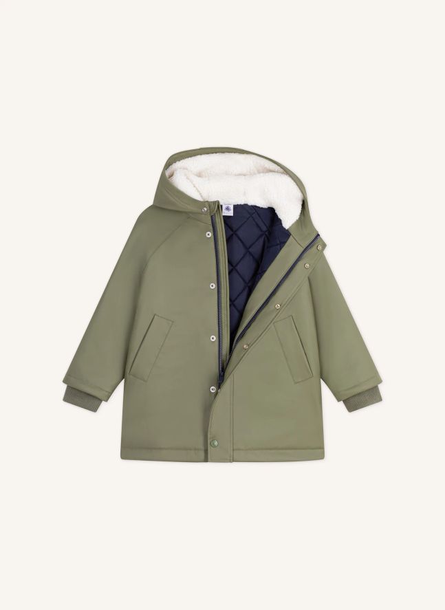 Impermeable con forro tipo sherpa | Olive