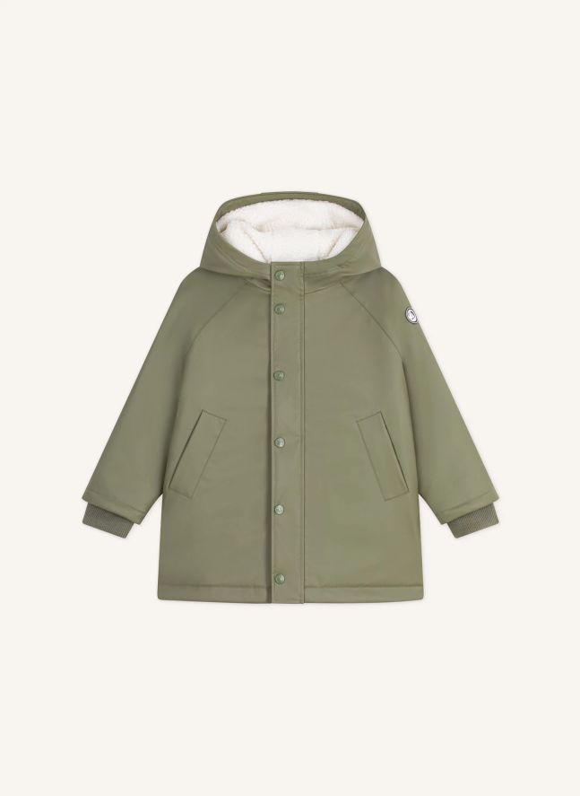 Impermeable con forro tipo sherpa | Olive