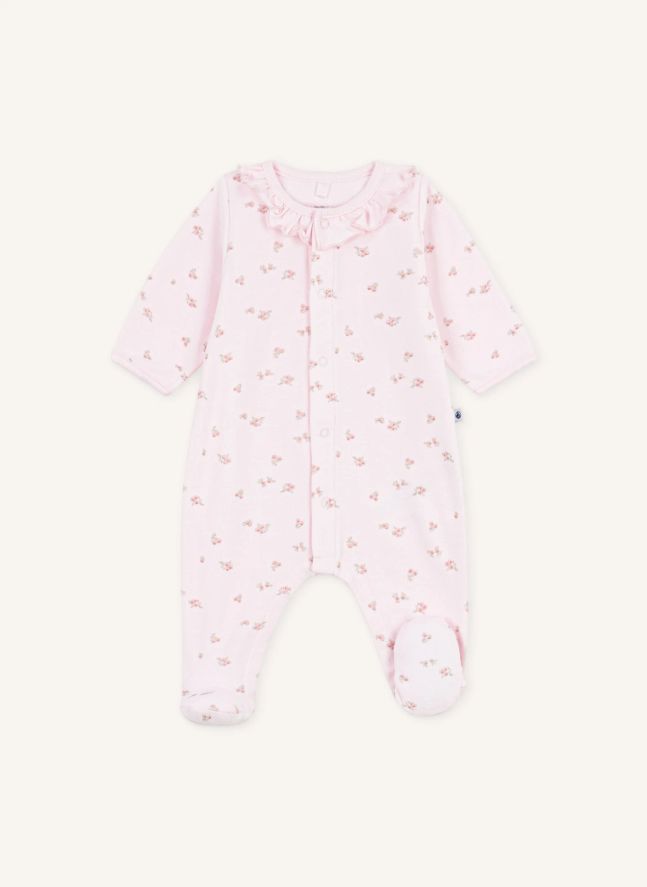 Pyjama Dors Bien Fleuri Velours Coton Bio | Rose pâle