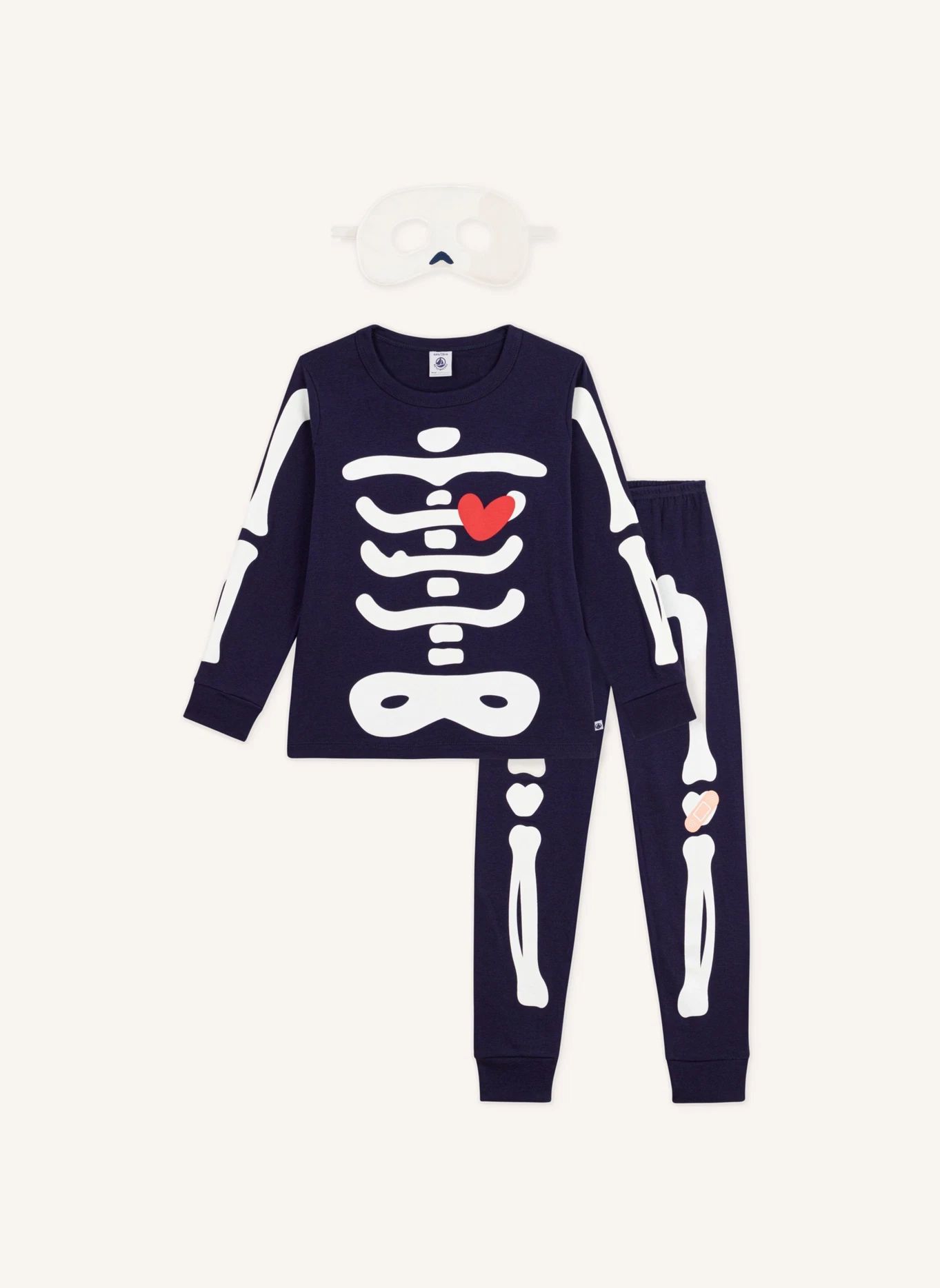 Ensemble Pyjama et Masque Squelette Coton Bio | Bleu nuit- Image produit n°0