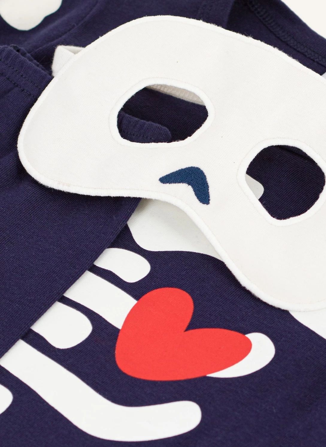 Ensemble Pyjama et Masque Squelette Coton Bio | Bleu nuit- Image produit n°1