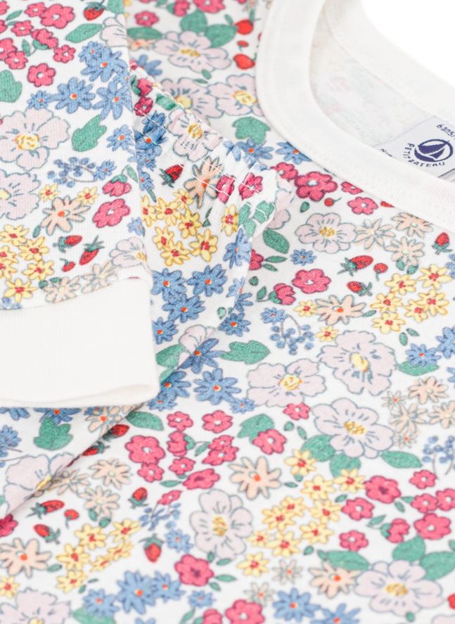 Pyjama Ajusté Fleuri Coton Bio | Blanc