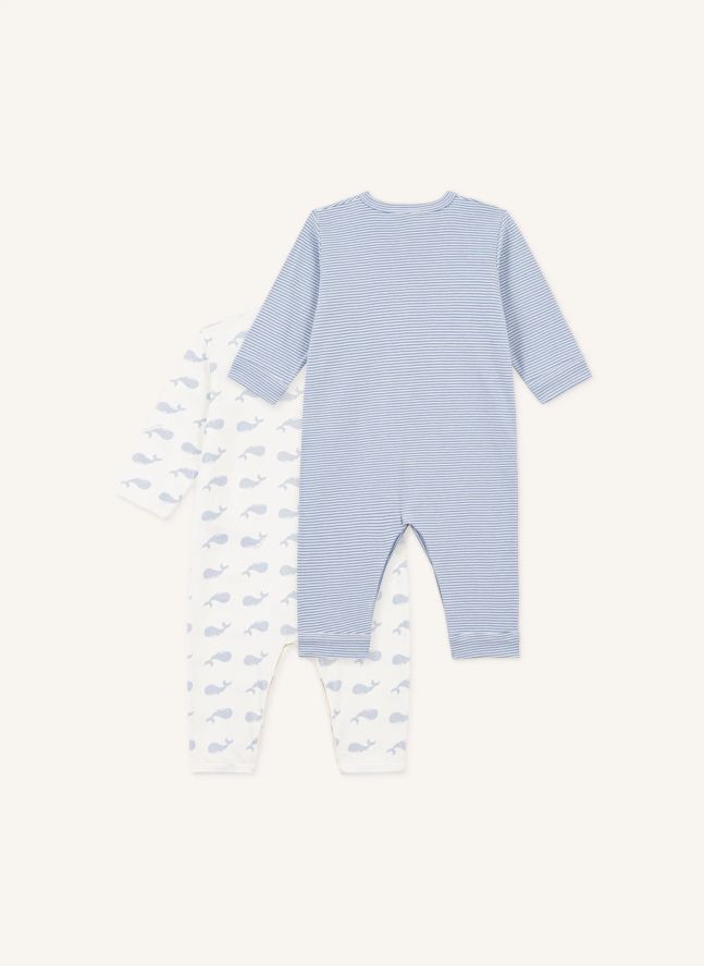 Lot de 2 Pyjamas Dors Bien Baleines Coton Bio | Bleu