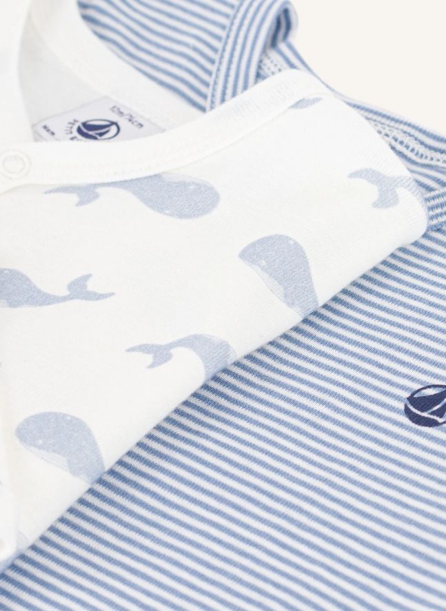 Lot de 2 Pyjamas Dors Bien Baleines Coton Bio | Bleu