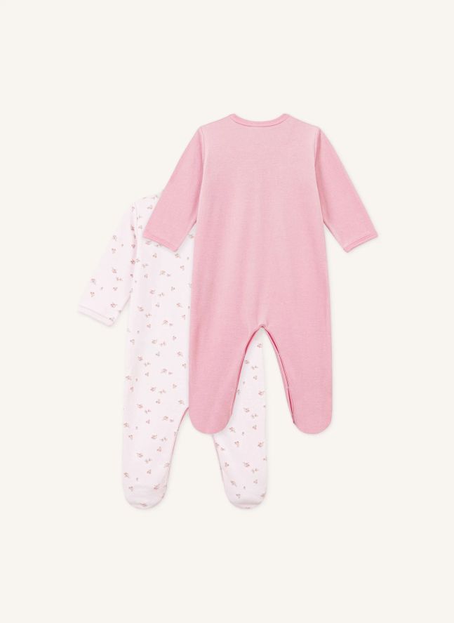 Lot de 2 Pyjamas Dors Bien Fleuris Velours Coton Bio | Rose