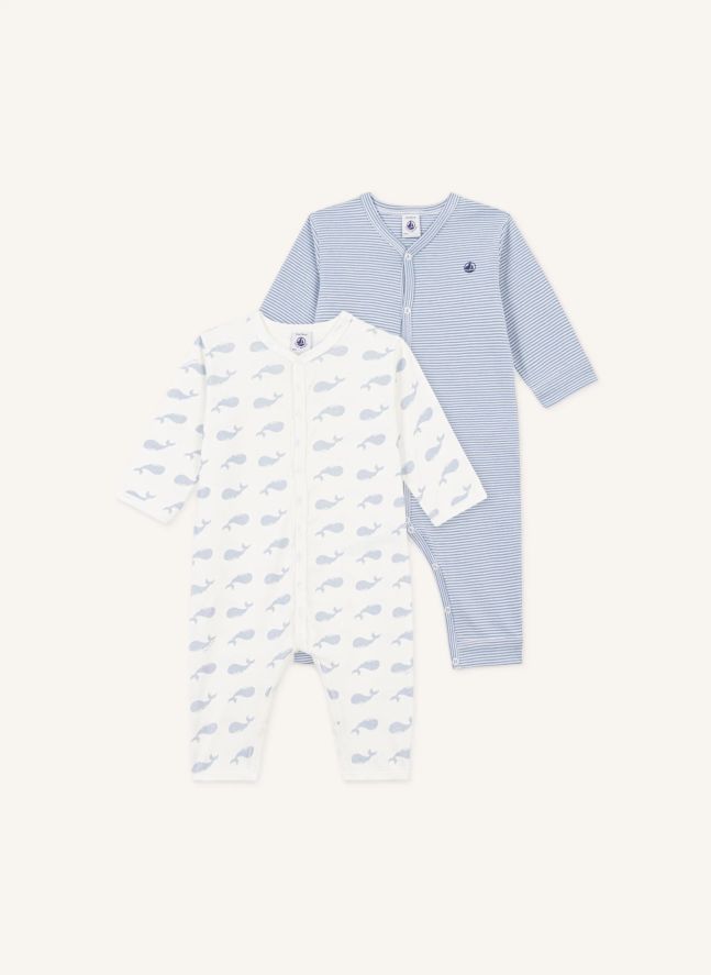 Lot de 2 Pyjamas Dors Bien Baleines Coton Bio | Bleu
