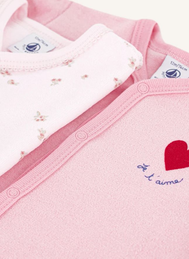 Lot de 2 Pyjamas Dors Bien Fleuris Velours Coton Bio | Rose