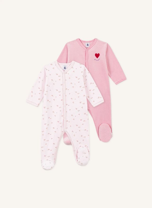 Lot de 2 Pyjamas Dors Bien Fleuris Velours Coton Bio | Rose