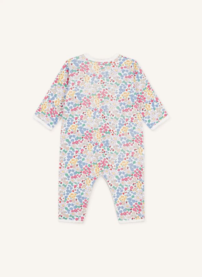 Pyjama Dors Bien Sans Pieds Fleurs Coton Bio | Blanc