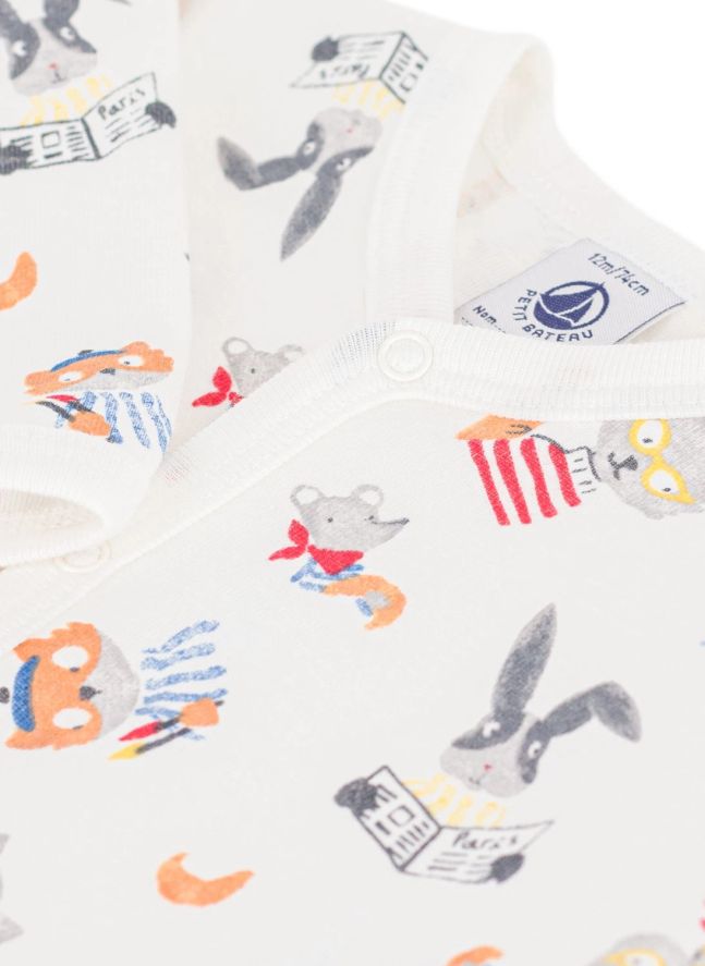 Pyjama Dors Bien Animaux Coton Bio | Blanc