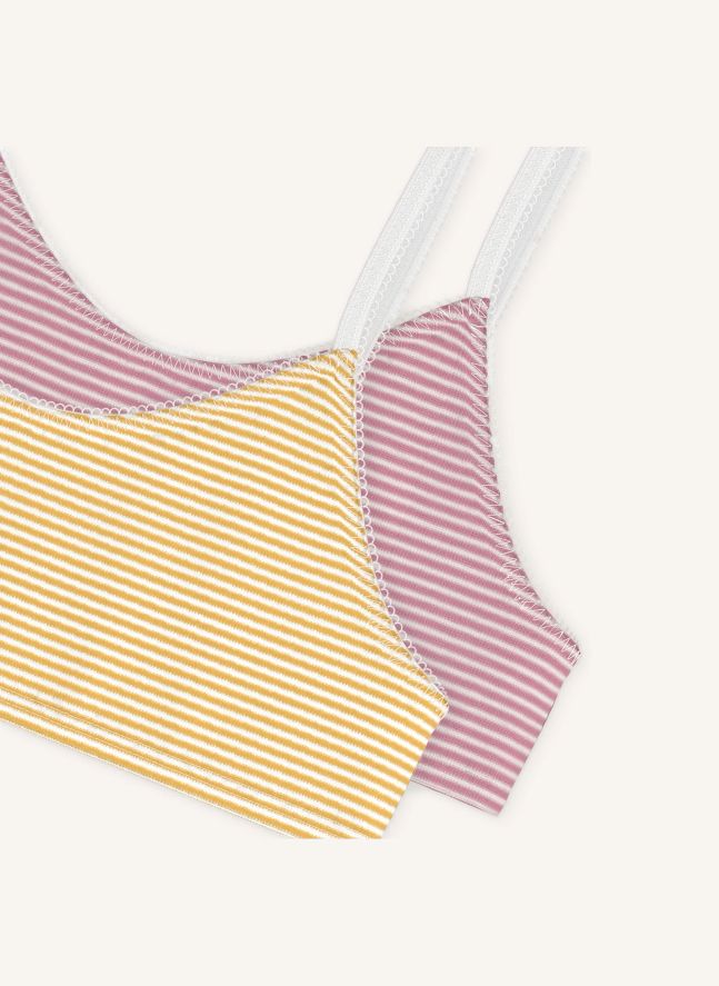 Lot de 2 Brassières Rayées Coton Bio | Jaune