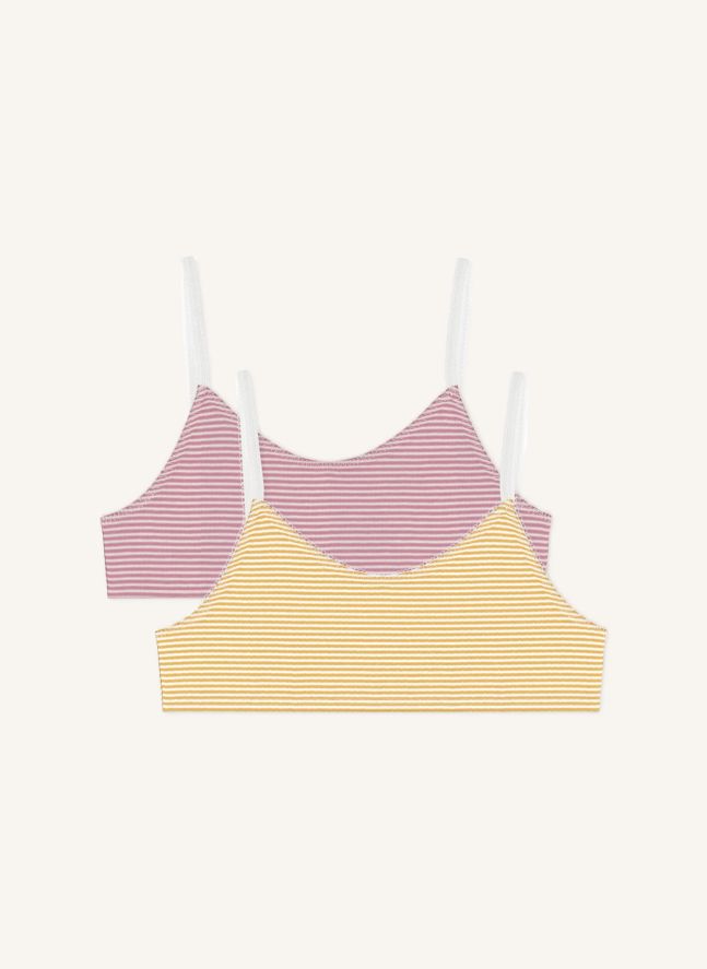 Lot de 2 Brassières Rayées Coton Bio | Jaune