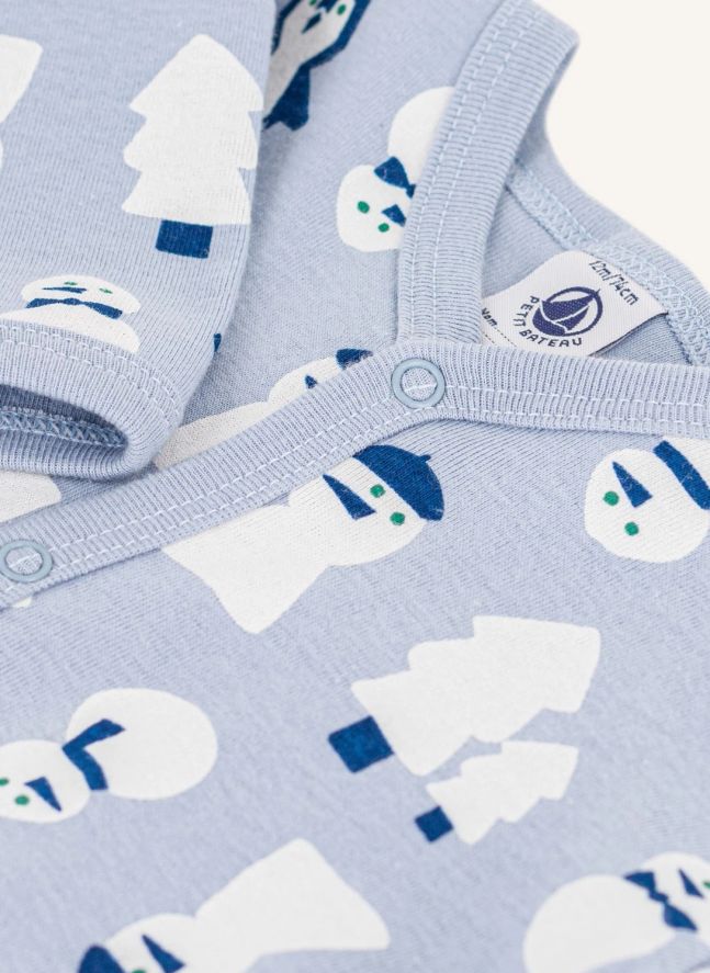 Pyjama Dors Bien Bonhommes de Neige Coton Bio | Bleu