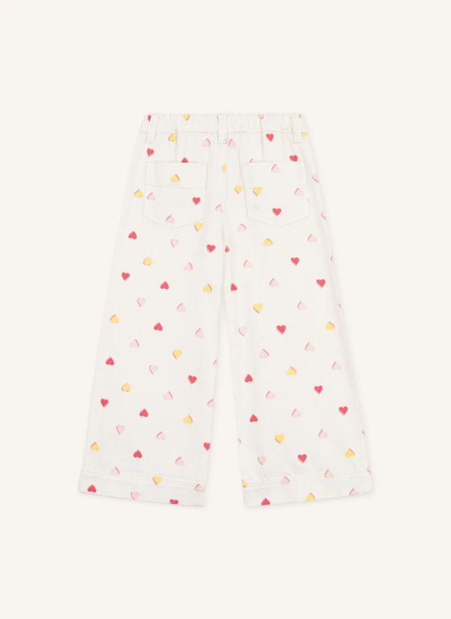 Pantalon Large Cœurs | Ecru