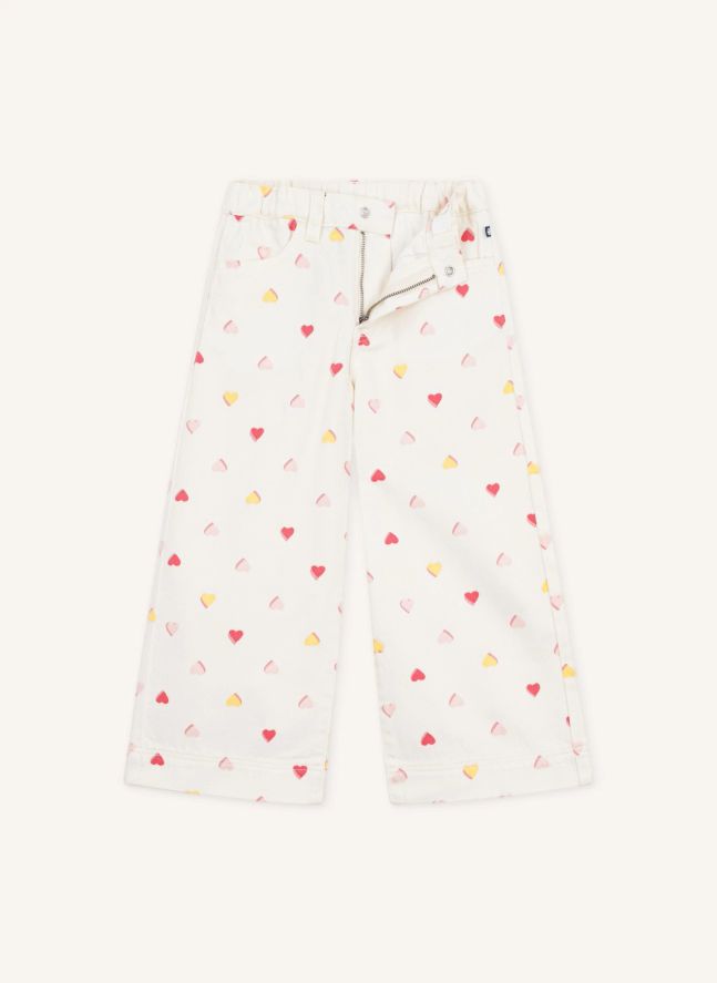 Pantalon Large Cœurs | Ecru