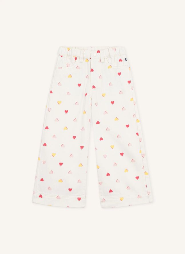 Pantalon Large Cœurs | Ecru